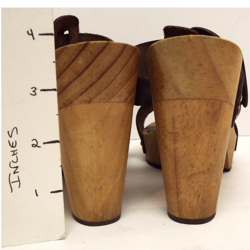 Unworn DELMAN Brown Leather Slide Buckle Sandals 6 - Picture 6 of 8